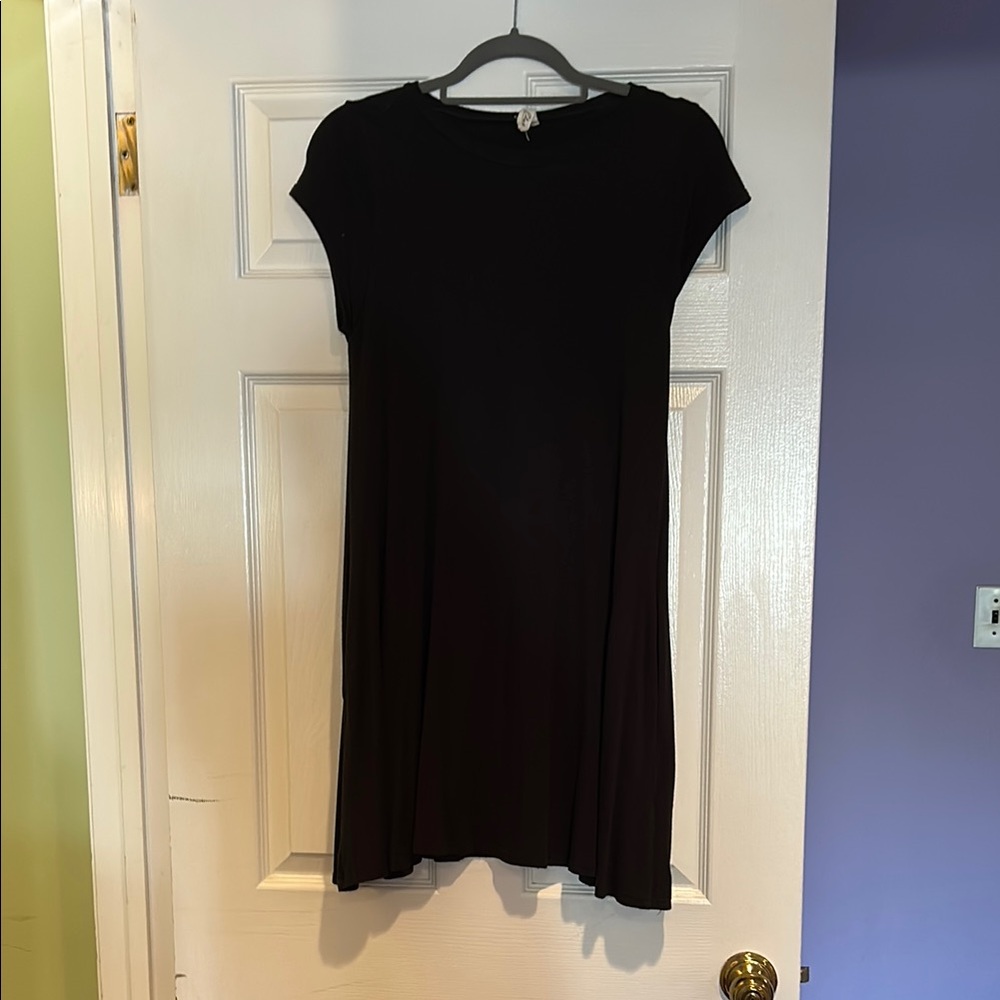 Elan Black Ribbed Sheath Mini Dress